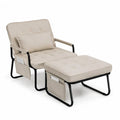 Loungesessel mit Fußhocker Set aus Polyester und Stahl rechteckig Creme 68 x 83 x 86 cm