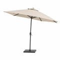 Quadratischer Sonnenschirm mit Standfuß und Kurbel 250 x 250 cm Polyester Stahl Beige Schwarz