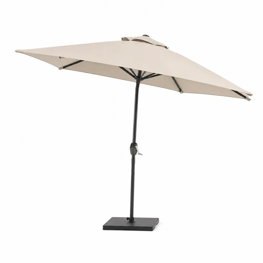 Quadratischer Sonnenschirm mit Standfuß und Kurbel 250 x 250 cm Polyester Stahl Beige Schwarz