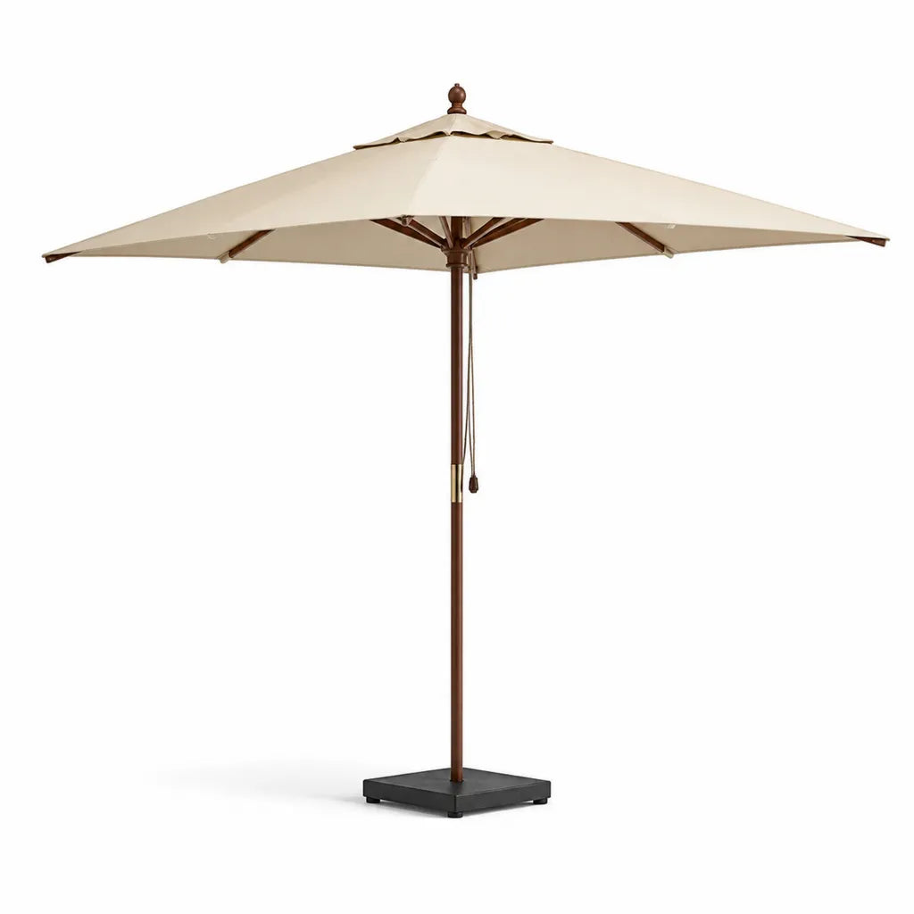 Sonnenschirm 300 x 300 cm Polyester quadratisch Beige mit Eukalyptusholzgestell