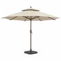 Gartenschirm Set 300 cm Polyester achteckig Beige mit Stahlmast und Kurbel 300 x 250 cm