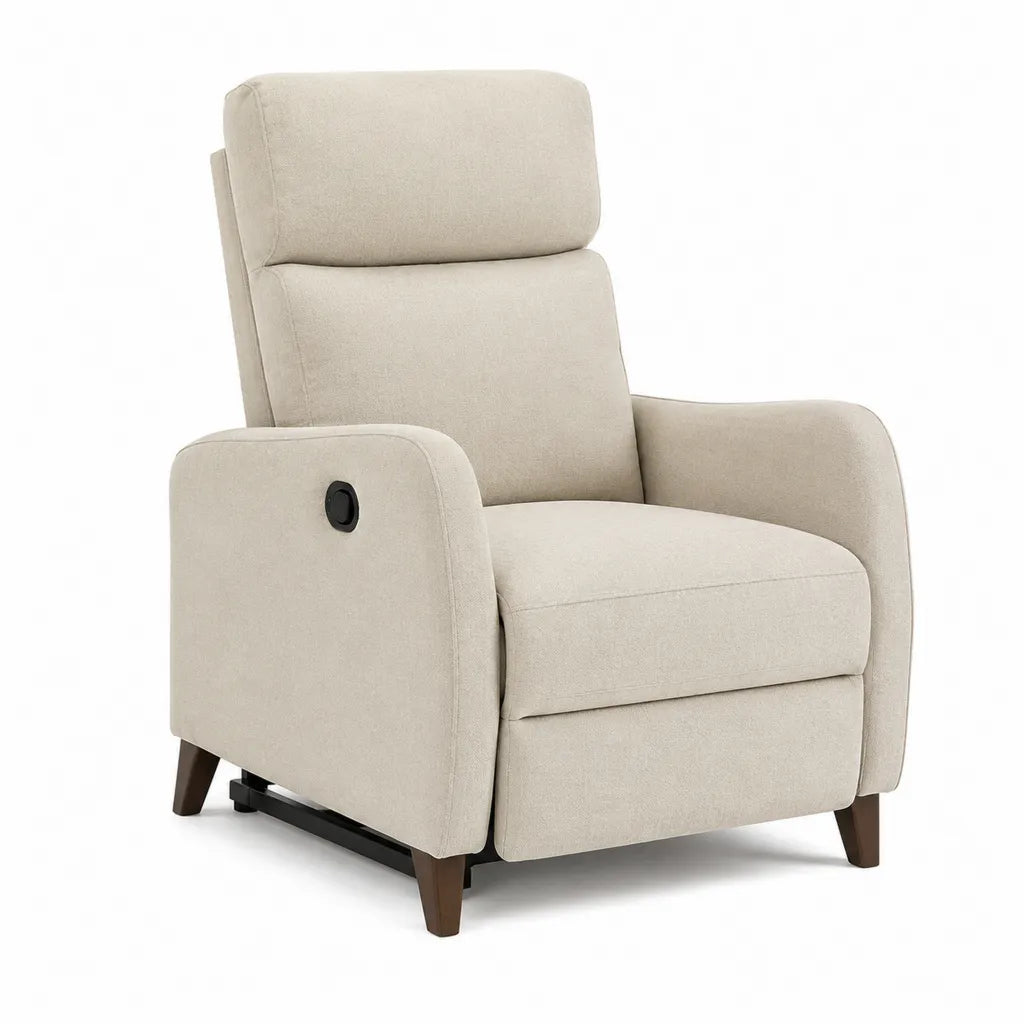 Manueller Relaxsessel Fernsehsessel mit Fußstütze aus Polyester rechteckig Beige 82 x 91 x 103 cm