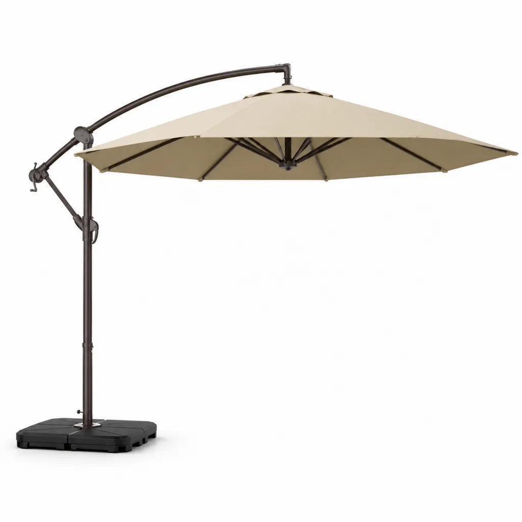 Ampelschirm Sonnenschirm 300 x 300 cm Polyester quadratisch Beige mit Stahlgestell