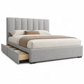 Polsterbett mit Schublade Stauraumbett 160 x 200 cm Polyester Grau Rechteckig