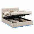 Stauraumbett 160 x 200 cm mit hydraulischem Lattenrost Samtbezug Beige