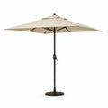 Sonnenschirm mit Kurbel 300 cm Polyester rund Beige mit schwarzem Stahlmast und Standfuß
