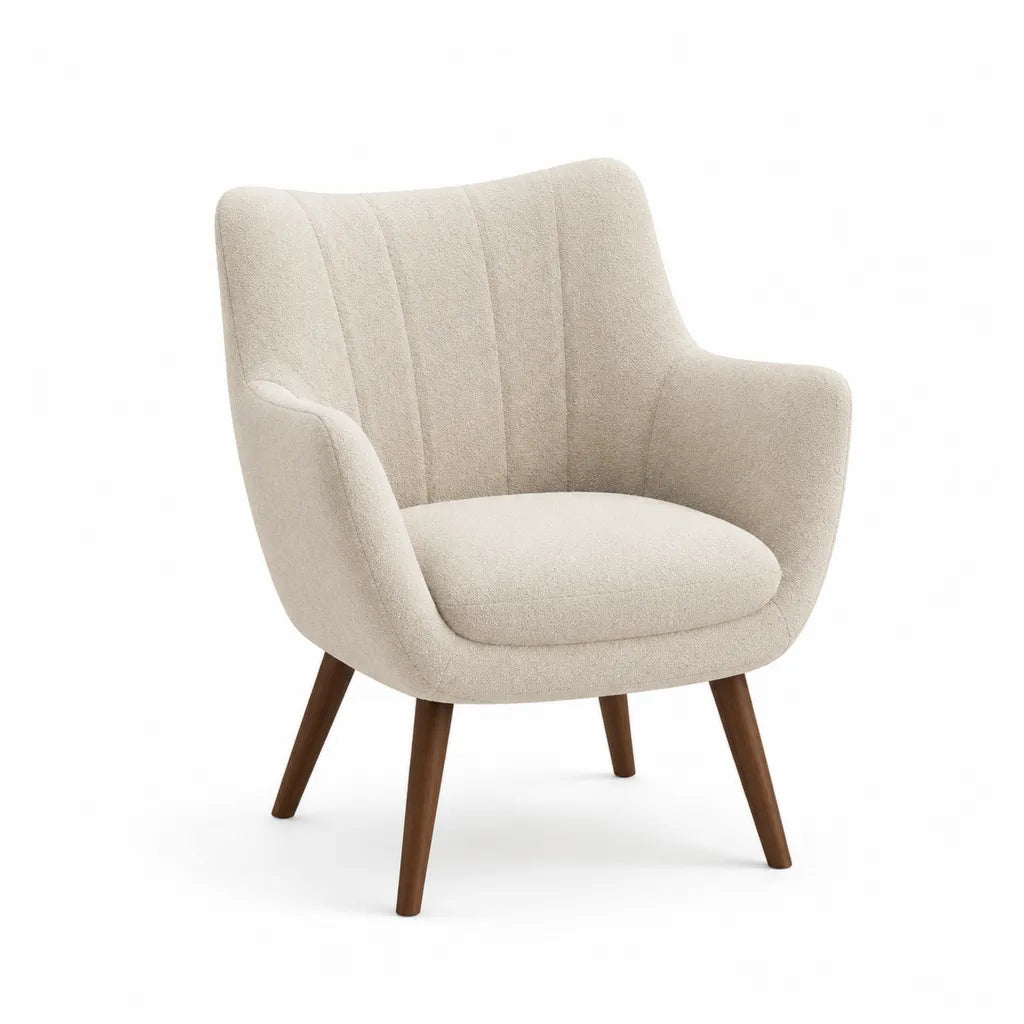 Polstersessel mit Armlehnen Bouclé-Polyester Rundform Creme 72 x 76 x 90 cm