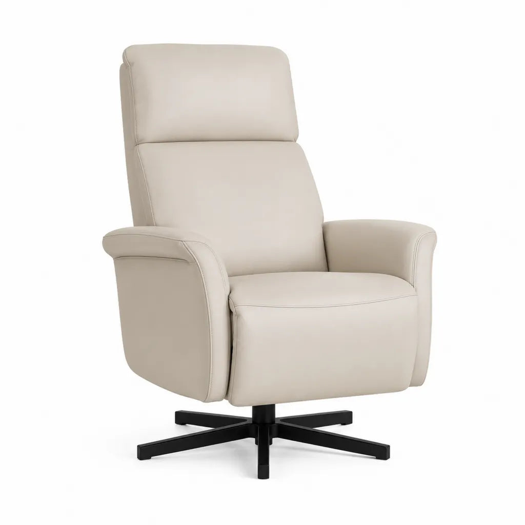 Drehsessel Fernsehsessel mit hoher Rückenlehne PU-Kunstleder rechteckige Sitzfläche Beige 80 x 84 x 106 cm